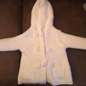 Baby knitted sweater with hoodie